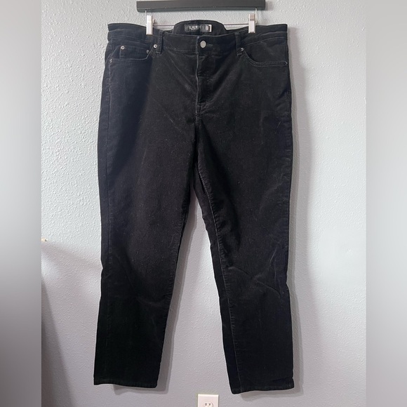 Ralph Lauren Black Label Pants - Lauren Ralph Lauren Black Label Sz 20W Black Straight Leg Corduroy Pants Wmn’s.